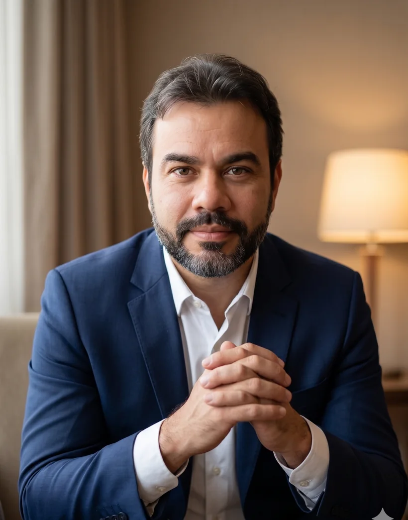 Dr. Augusto Barros em retrato profissional acolhedor